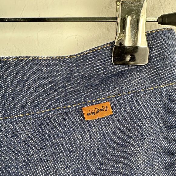 Vtg 60s 70s Levi's Denim Skirt Big E Orange Tab Knee Length Size 10 Made in USA - Picture 6 of 9